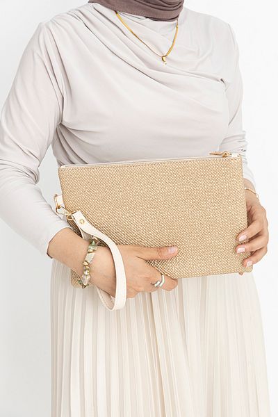 GRI MOR TEKSTIL Γυναικεία τσάντα Portfolio Clutch με σχέδια