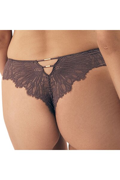 ESOTIQ Chiloți tanga eleganți pentru femei, din dantelă florală, cu decupaj la spate și detalii aurii | Safir