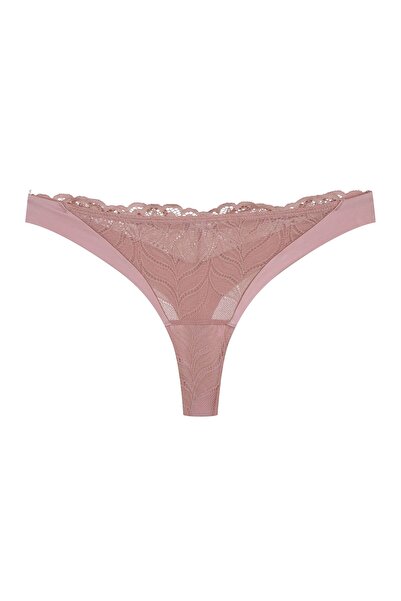 ESOTIQ Chiloți tanga clasici pentru femei cu detalii florale din dantelă față și spate | Korin