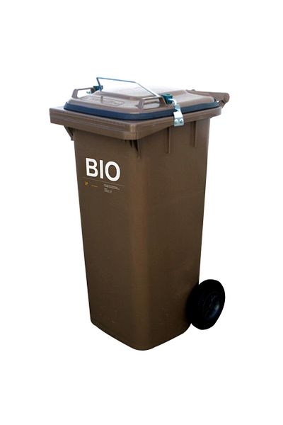 Europlast Kosz pojemnik kubeł GASTRO ze szczelną pokrywą na śmieci odpady bio spożywcze - brązowy 120L