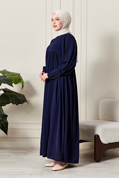 fistan Shirring Robadan Μπροστινά κουμπιά από ύφασμα βισκόζης Φόρεμα προσευχής για μητρικό φόρεμα