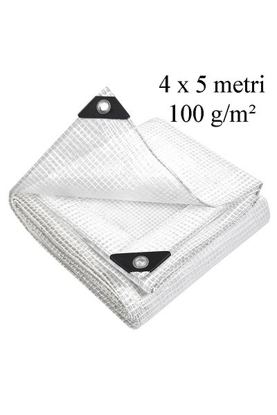 gwd Transparent reinforced tarpaulin, 4x5 m 100g/sqm, waterproof, UV+ and frost protection