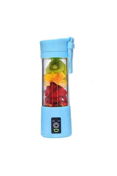BAOXİ Mini portable electric blender with 6 3D blades, USB charging, 380ml capacity - Blue