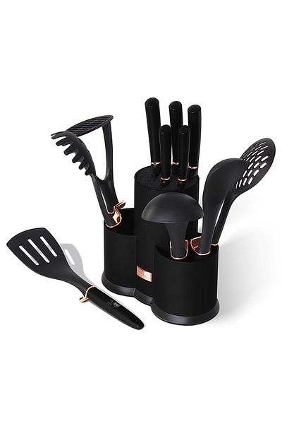 Berlinger Haus Set of knives and kitchen utensils in a holder 12 pcs Black Rose Collection