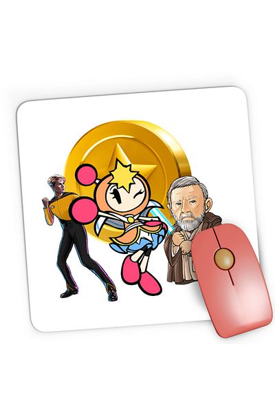 OEM Mousepad Gaming Bomberman Obi Kenobi Star Trek Gold, 21x19 cm