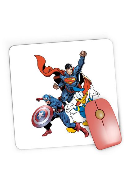 OEM Mousepad Gaming Captain America Superman Donald Duck Hero Strong Cool, 21x19 cm