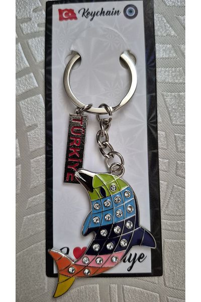 Land of Souvenir Elegant Colorful Metal Keychain with Zircon Stone