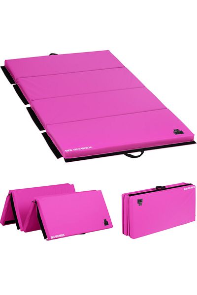 Gymrex Mata materac gimnastyczny rehabilitacyjny składany 200 x 100 x 5 cm różowy