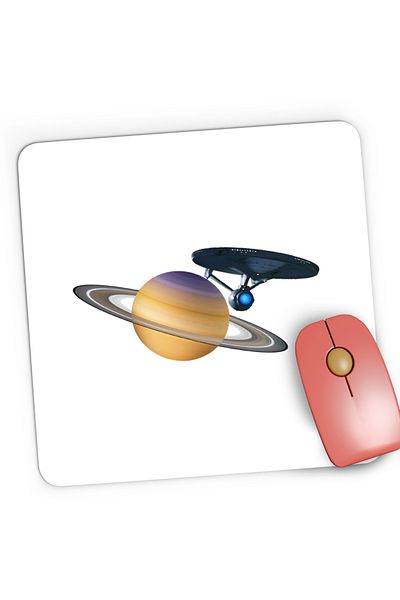 OEM Mousepad Gaming Star Trek Enterprise Saturn Solar System Voyager, 21x19 cm