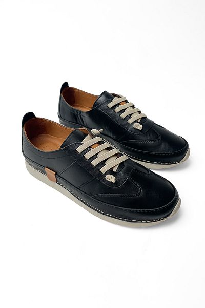 RABU Black Women's Genuine Leather Orthopedic Lace-Up Casual Sports Shoes with Hidden Heels