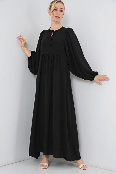 Bigdart Kadın Balon Kol Uzun Tesettür Elbise 2464 - D. Siyah