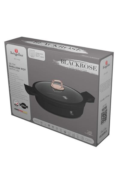 Berlinger Haus deep frying pan Casserole with titanium coating and lid 28 cm Black Rose Collection