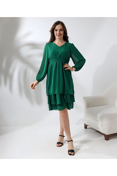 Fi'l Arz Fashion Buy Gipeli Lined Chiffon Dress