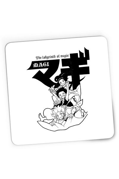 OEM Mousepad Gaming Magi The Labyrinth of Magic Protagonists Group Manga White Black, 21x19 cm