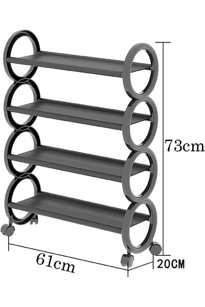 genric FFD Stylish Shoe Rack with Rolling Wheels Shoe Organizer - 4-Floor Black