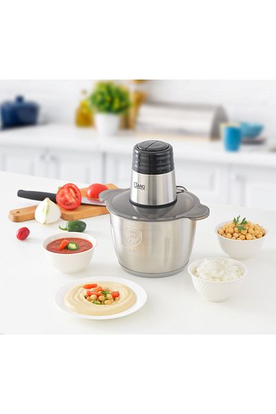 JANO Electric Food Chopper – 500W – Stainless Steel Bowl – 2 Speeds – Dual Blades – 3L – Silver