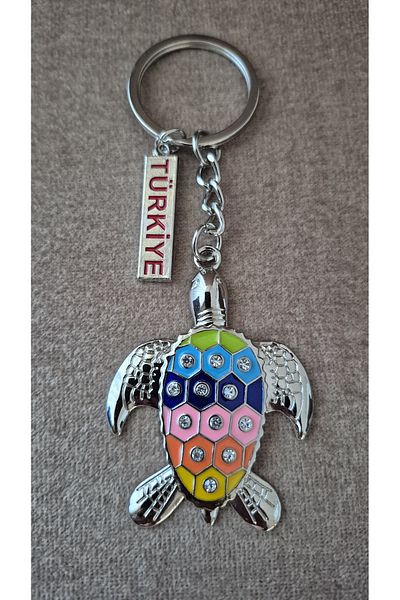 Land of Souvenir Elegant Colorful Metal Keychain with Zircon Stone