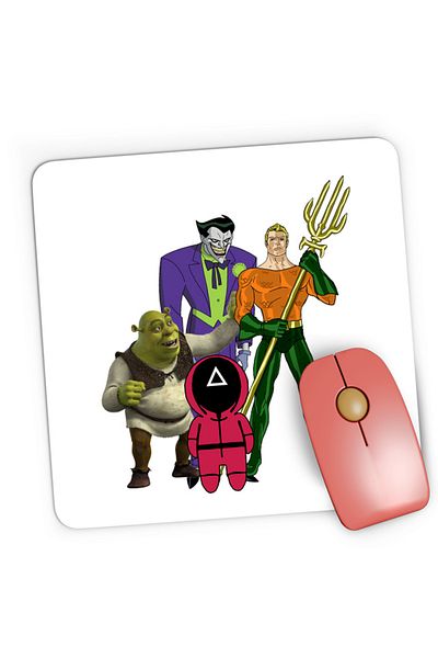 OEM Mousepad Gaming Aquaman Squid Games Shrek Joker Comics Batman Marvel, 21x19 cm