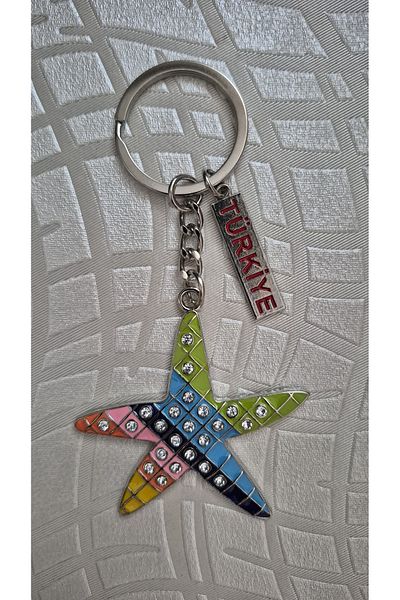 Land of Souvenir Elegant Colorful Metal Keychain with Zircon Stone
