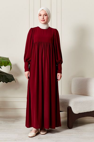 fistan Shirring Robadan Μπροστινά κουμπιά από ύφασμα βισκόζης Φόρεμα προσευχής για μητρικό φόρεμα