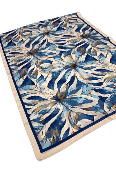 Ebruli Patterned Jan Jan 0359 Parliament Blue Shawl
