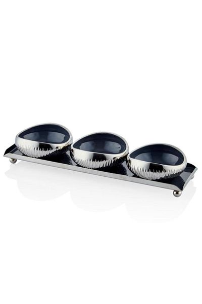 LAMEDORE Silver Tray and Bowl Set of 3