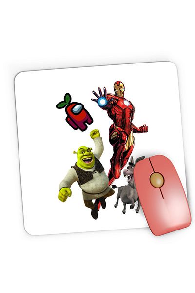 OEM Mousepad Gaming Ironman Shrek Among Us Flying Space, 21x19 cm