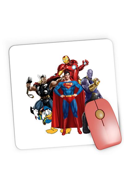 OEM Mousepad Gaming Thor Donald Duck Superman Ironman Thanos Villian Hero Cool, 21x19 cm