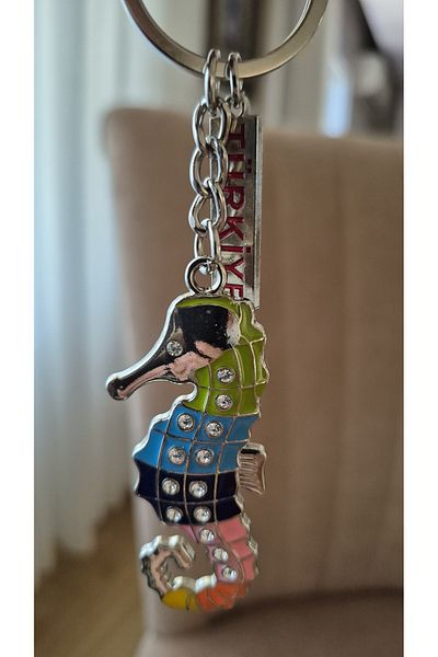 Land of Souvenir Elegant Colorful Metal Keychain with Zircon Stone