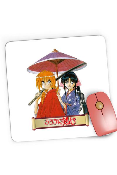 OEM Mousepad Gaming Rurouni Kenshin Couple Umbrella Moonlight, 21x19 cm