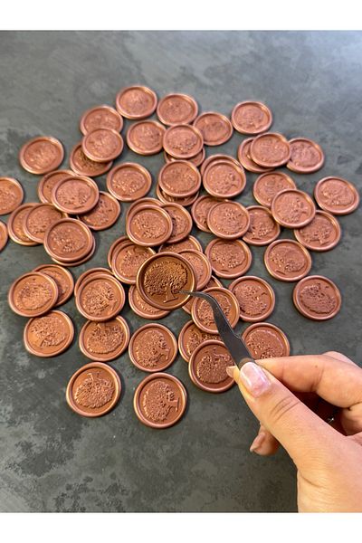 OEM 10x Wax seal, "Stejar" pattern culoare Cupru/Sigiliu de invitație / Sigiliu de ceară/Invitatie nunta