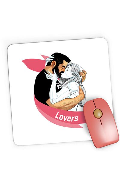 OEM Mousepad Gaming NFT XOXO Lovers Kiss Hug Kind Pencil Sketch, 21x19 cm