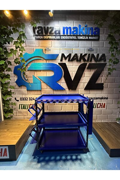 Ravza Makina Rvz Oto Detay Takım Arabası / 12 Parça - Mavi Renk
