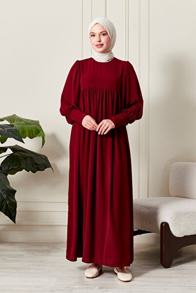 fistan Shirred Robadan Buttoned Front Viscose Fabric Tesseture Clothing Mother Dress Prayer Dress