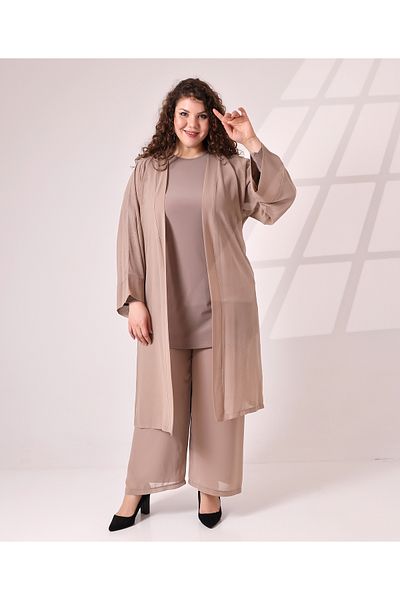 Fi'l Arz Fashion Patterned Chiffon Double Set