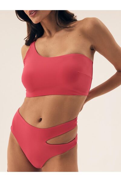 ESOTIQ High Waist Bikini Bottom Brief with Side Cut Out Asymmetric Sexy | Firenze