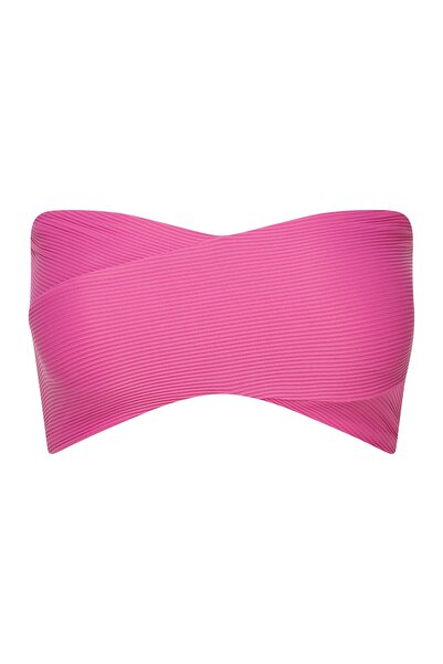 ESOTIQ Bandeau Bikini Top Ribbed Sexy Swim Bra Strapless with Removable Pads | Agleen