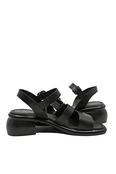 Anna Viotti black sandals made of genuine leather with decorative buckles