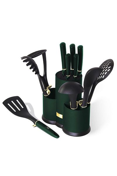 Berlinger Haus Set of knives and kitchen utensils in a holder 12 pcs Emerald Collection