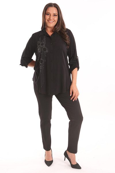 Metpoint Cămașă țesătă cu imprimeu cu piatră neagră Trend42plus Plus Size