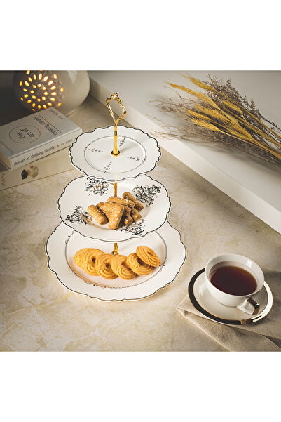 LA MESA حامل كيك أندلسي ذهبي بثلاث طبقات