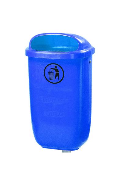Europlast Kosz uliczny miejski pojemnik na śmieci na słupek lub ścianę DIN 50L - niebieski