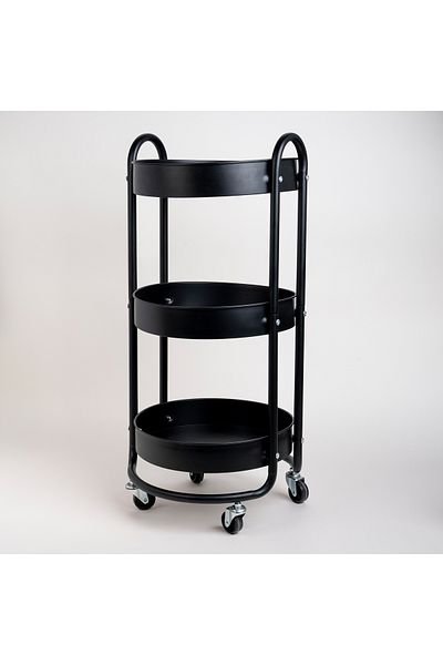 Alberto round black metal storage trolley 43.4*33.9*78.8 cm