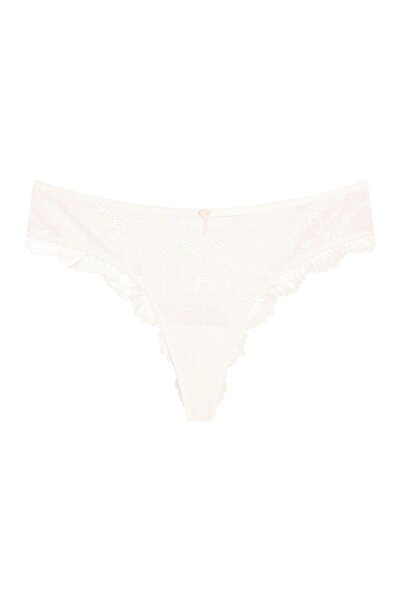 ESOTIQ Chiloți tanga clasici pentru femei, cu dantelă florală și pandantiv cu inimă aurie | Sweetheart