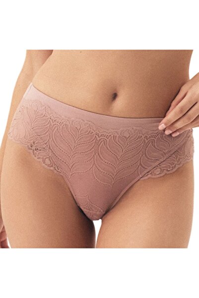 ESOTIQ Chiloți brazilieni cu talie înaltă pentru femei, cu dantelă florală și plasă | Korin