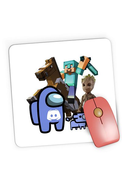 OEM Mousepad Gaming Among Discord Baby Groot Minecraft Diamond Sword, 21x19 cm