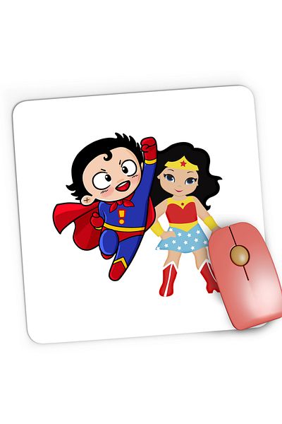 OEM Mousepad Gaming Superman Wonder Woman Cartoon Hero Comics, 21x19 cm