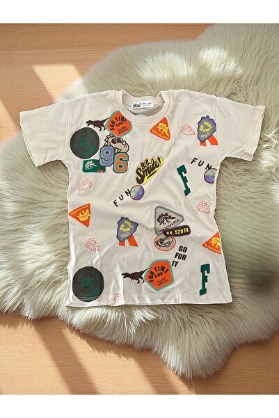 Patriko Boy's Dinosaur Detailed Emblem Printed New Season Bottom Top Shorts Tshirt Set