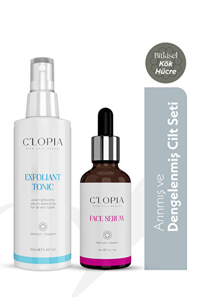 C'LOPIA BEAUTY Bitkisel Kök Hücre Leke Karşıtı Anti-aging Tonik Serum Set Glikolik Asit Salisilik Asit Niacinamide