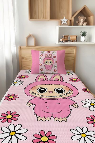 Şen Dekorasyon Labubu and Daisies Children's Pique Set